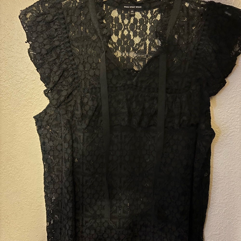 Black Lace Top by Who What Wear